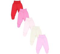 TupTam Pantaloni con Piedini per Neonati Confezione da 5 pz, Rosso Rosa Pink Beige, 62