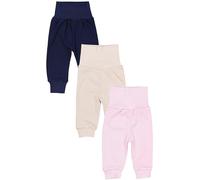TupTam Pantaloni da Neonato per Bambine, Confezione da 3 pz., Beige/Blu Scuro/Rosa Cipria, 98