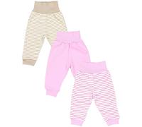 TupTam Pantaloni da Neonato per Bambine, Confezione da 3 pz., Strisce Rosa Beige, Rosa Uni, 56
