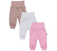 TupTam Pantaloni da Neonato per Bambine da Jogging, Confezione da 3 pz., Grigio Melange/Beige/Rosa, 80