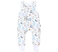 TupTam Sacco Nanna con Piedini - Sacco Nanna Neonato Tutto l’Anno 2.5 TOG in Cotone OEKO-TEX, Animali invernali blu beige alce pinguino foca, 116-122