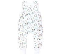 TupTam Sacco Nanna con Piedini - Sacco Nanna Neonato Tutto l’Anno 2.5 TOG in Cotone OEKO-TEX, Nuvole a cuore arcobaleno, 80-86
