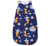 TupTam Sacco Nanna Neonato 2.5 TOG - Sacco Nanna Tutto L’anno con Cerniera Laterale, Cotone OEKO-TEX, Volpe Stelle/Blu Scuro, 68-74
