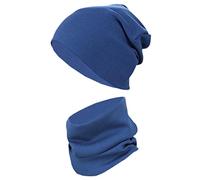 TupTam Set berretto e sciarpa bambini - Morbido set autunno inverno, Blu marino, 56-62