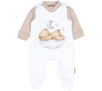TupTam Set di Bambini Pagliaccetti Stampati e Coprifasce, Orso sulla nuvola bianco beige, 50