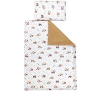 TupTam Set di Biancheria da Letto per Bambini Ragazzi Ragazze 2 Elementi, Veicoli da cantiere/Escavatori/Beige/Marrone cacao, 120x90 cm