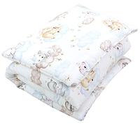 TupTam Set di Piumone Fantasia per Bambini Tutte le Stagioni Cuscino Piatto 2 pz., Animali sulle nuvole, 135x100 cm