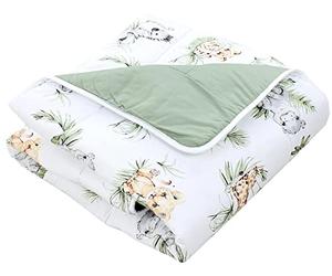 TupTam Tappeto gioco neonato 120x120 cm - Imbottito, morbido, cotone, Safari/Leone/Marrone/Foglie/Verde