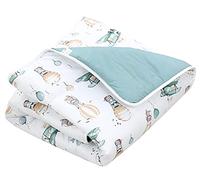 TupTam Tappeto gioco neonato 120x120 cm - Imbottito, morbido, cotone, Volpi/Aerei/Palloncini/Verde