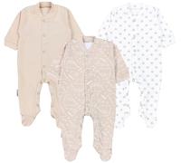 TupTam Tutina da Notte per Neonato Romper con Piedini Pigiama Ragazzi 3 Pack, Dino Park Stelle Beige Bianco, 74