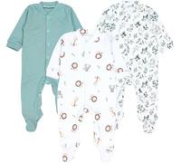 TupTam Tutina da Notte per Neonato Romper con Piedini Pigiama Ragazzi 3 Pack, Il Safari degli Animali Lascia la Salvia, 80