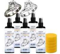 tuqieui Spray pulitore per Gioielli, lucidante Oro/Argento, Anti-Oscurante | Spray pulitore delicato con spugna per la cura di oro, argento, anelli con diamanti e gioielli fini a casa