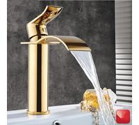 Tuqiu Rubinetto Del Bacino Oro Cascata Rubinetto In Ottone Bagno Rubinetto Del Bagno Bacino Rubinetto Miscelatore Rubinetto dell'acqua Calda e Fredda Lavello rubinetto