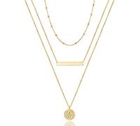 Turandoss Delicato girocollo in diversi strati, realizzato a mano, placcato oro 14 carati, collana girocollo regolabile da donna, in metallo