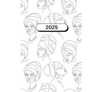 Turban Line Art Girl 2025 Weekly Planner with Monthly Affirmations: Date Organizer Calendar for Mental Wellness