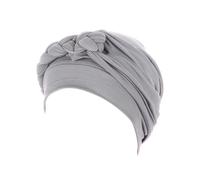 Turbante chemio da donna, morbido e morbido, musulmano, tinta unita, caldo berretto per dormire e berretto traspirante, sciarpa alla moda per la perdita di capelli, malati di cancro (grigio, taglia