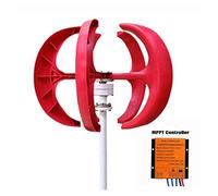 Turbina eolica, 3000W Piccolo generatore eolico ad asse verticale 3KW 12V 24V 48V con mulino a vento a basso rumore MPPT for eolico domestico(Red with Controller,24V)