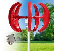Turbina eolica da 16000W, generatore eolico da giardino, turbina eolica, generatore eolico verticale, 5 fogli, per camper, barche, gazebo, giardino(Red,12V)