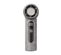 Turbine Fan - Fully Rhinestone Handheld, Multi-Speed Rechargeable Pocket Cooler | USB Quiet Mini With Digital Display, 0.135kg Sparkly Crystal Personal Face Flashing Fan For Travel Beach Vacation
