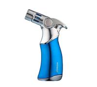 Turbine Flame Jet Blow Torch Accendino Antivento a 4 Becchi Accendino a Gas per Sigari con Scatola Elegante Butano Regolabile Gonfiabile per Barbecue All'aperto Selvaggio,Blue