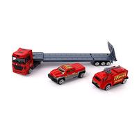 TURBO CHALLENGE - Camion di Trasporto e Veicoli di Intervento dei Vigili del Fuoco - Die Cast - 028805-1/38 - Veicolo a Ruote Libere - Rosso - Metallo - A partire dai 3 anni