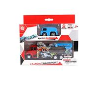TURBO CHALLENGE - Camion Transport Auto Vintage - Veicolo Trasporto - Rosso - 020310 - Ruota Libre - Scala 1:38 - Plastica E Metallo - Da 3 anni