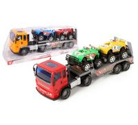 TURBO CHALLENGE FLYPOP'S 024611 Friction Truck and Trailer with 2 Free-Wheel buggy-024611-random colour-18 cm-Plastic-for Ages 3 and up, Assorted