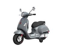 TURBO CHALLENGE Portatore elettrico Vespa Siege Simili Pelle-119103-Grigio-2 batterie 6V + caricatore USB incluso-Peso massimo 30 Kg-Da 3 anni, Colore grigio, L, 119103