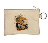 Turbo Chicks Reloaded Burn The Road Biker Graphic Portachiavi Portamonete Beige