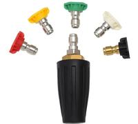 Turbo Nozzle Set Rotating Pressure Washer Turbo Nozzle Fan-shaped Tips with 5 Angles 1/4" Quick Connect Attachment Universal Pivot Adapter Coupler for Cleaning