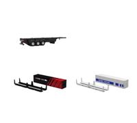 Turbo Racing - Rimorchio RC in scala 1/76, 2,4 G, 6 canali, semirimorchio a 3 assi con sistema di illuminazione a LED, supporto di sollevamento controllato a distanza e 2 contenitori di carico per