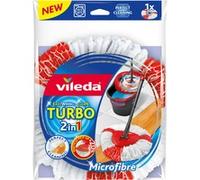 Turbo 2in1 Fiocco Ricambio per Sistema Lavapavimenti Turbo, Easy Wring & Clean, Microfibra 100%, Bianco / Rosso