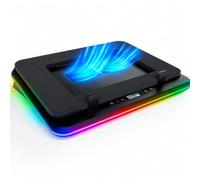 Turbofrost Anodised Base Raffreddamento PC Portatile, Ventola USB-C DC | 4 Turbo Ventole Fino 4x4000 Rpm, RGB, Porte USB, Schiuma Sigillata, Scatenate il Criogenico, Max 17 - Nero