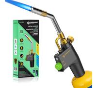 TURBOHEAT Torcia a propano resistente con manico in metallo e accensione automatica, per gas propano/MAPP (cilindro non incluso) - Torcia industriale per saldatura, saldatura, brasatura
