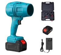 Turbosweep Cordless Power Blower, Dual Battery Multi-Purpose Cleaner, Powerful Turbo Jet Blower with Battery and Charger for Patio Blowing Leaves, Snow (One battery,Blue)