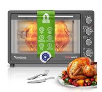 TurboTronic Forno Elettrico Compatto 45L - 2000W, Ventilazione e Spiedo, Doppio Vetro, Temperatura Regolabile, Incluso 2 Teglie e Griglia, Ideale per Pizza, Camping e Piccoli Spazi