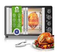 TurboTronic - Mini forno con ventilazione, 45 l, nero, 2000 W, girarrosto, timer, mini forno, pizza, teglia da forno, illuminazione interna