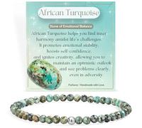 Turchese africano - Equilibrio emotivo - Braccialetti con perline da donna fatti a mano in pietra naturale da 4 mm, braccialetti elasticizzati, con pietre preziose chakra