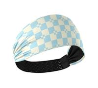 Turchese Beige A Scacchi Raffreddamento ampie fasce per le donne Sudore elastico per Ciclismo Calcio Pallavolo diademi para el cabello