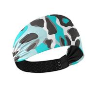 Turchese Blu Leopardo Stampa Raffreddamento donne fasce elastiche per il sudore per la testa per la pallavolo Palestra Calcio bandas para el sudor