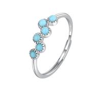 Turchese Creativo Rotondo Quattro Zaffiro Zaffiro Coppia Anello Per Le Donne S925 Originale Gioielli Regalo In Argento Sterling