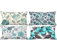 Turchese Federe Cuscini 30x50 Federe Cuscini Impermeabili da Esterno Lino Set di 4 Cushion Covers Europa settentrionale Rettangolare Fodere Divano Soggiornoo Estate Patio Giardino Decorazione 11w-4