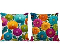 Turchese Federe Cuscini Divano 50x50 Set di 2 Fiore Cuscini per Divano Esterno Impermeabili Morbido Quadrato Cushion Covers per Camera da Letto Estate Giardino Patio Decorazione Della Casa z5-2544s