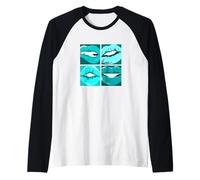 Turchese Leggi Le Mie Labbra Grafica Maglia con Maniche Raglan