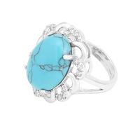 Turchese Naturale Grande Anello Mosaico di Cristallo Cubic Zirconia Anello Regolabile da Donna Anelli in Pietra Aperti Equilibrio Reiki Anelli per Dito alla Caviglia Anello Eternità per Donna Ragaz