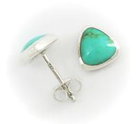 Turchese Triangolo Post Orecchini IN Massiccio '925' Argento Sterling; Lab -