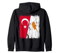 Turchia Cipro Mezza Bandiera Patrimonio Turco-cipriota Felpa con Cappuccio