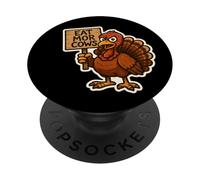 Turchia con segno mangiare più mucche divertente ringraziamento scherzo citazione PopSockets PopGrip Adesivo