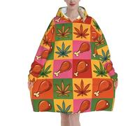 Turchia Gamba E Foglia Modello Indossabile Oversize Flanella Coperta Con Cappuccio Per Adulti, Manica Lunga Con Cappuccio Coperta Felpa