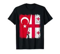 Turchia Georgia Mezza bandiera Radici georgiane turche Maglietta